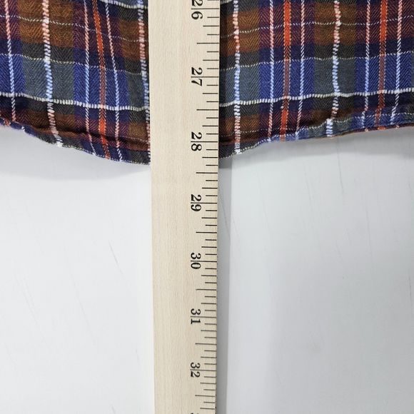 Carbon 2 Cobalt Shirt Mens Medium Button Up Short Sleeve Preppy Plaid Blue Red - Picture 6 of 10